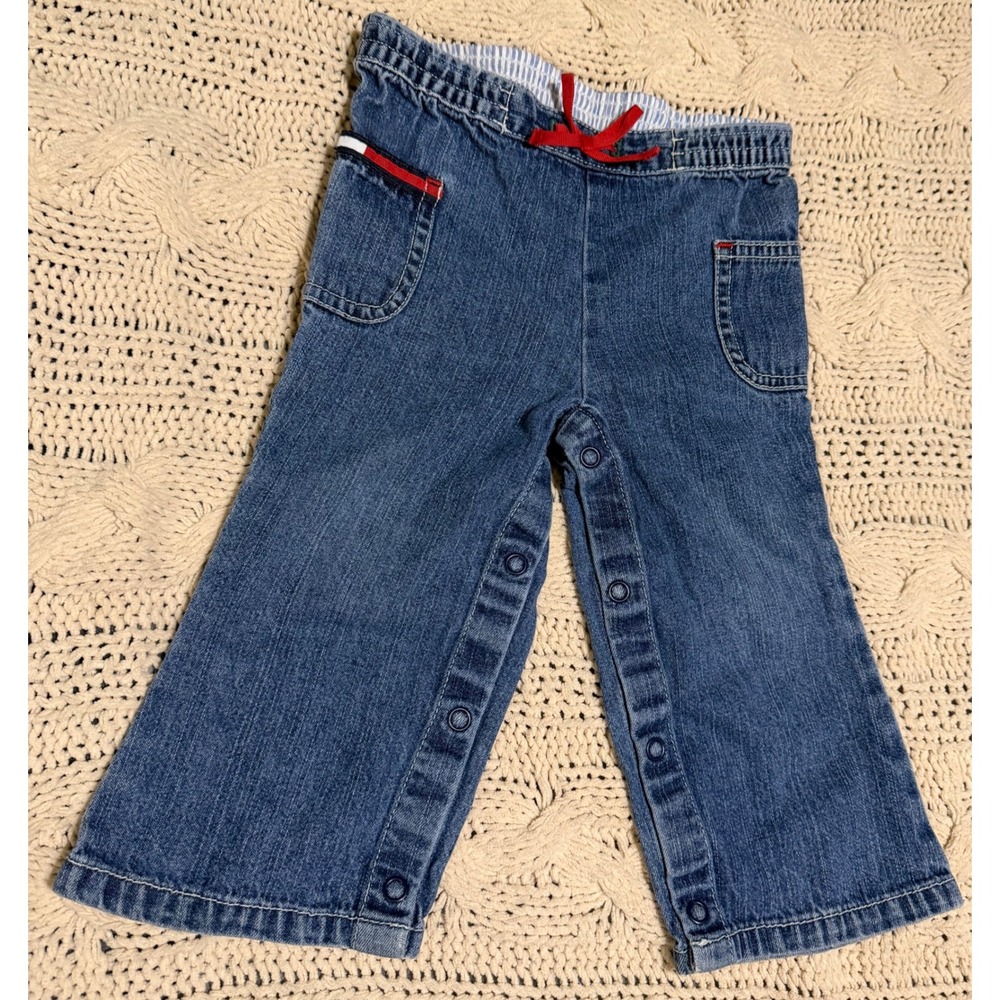 Tommy Hilfiger Baby infant girl Denim Jeans Snap Inseam Blue 12-18 Months